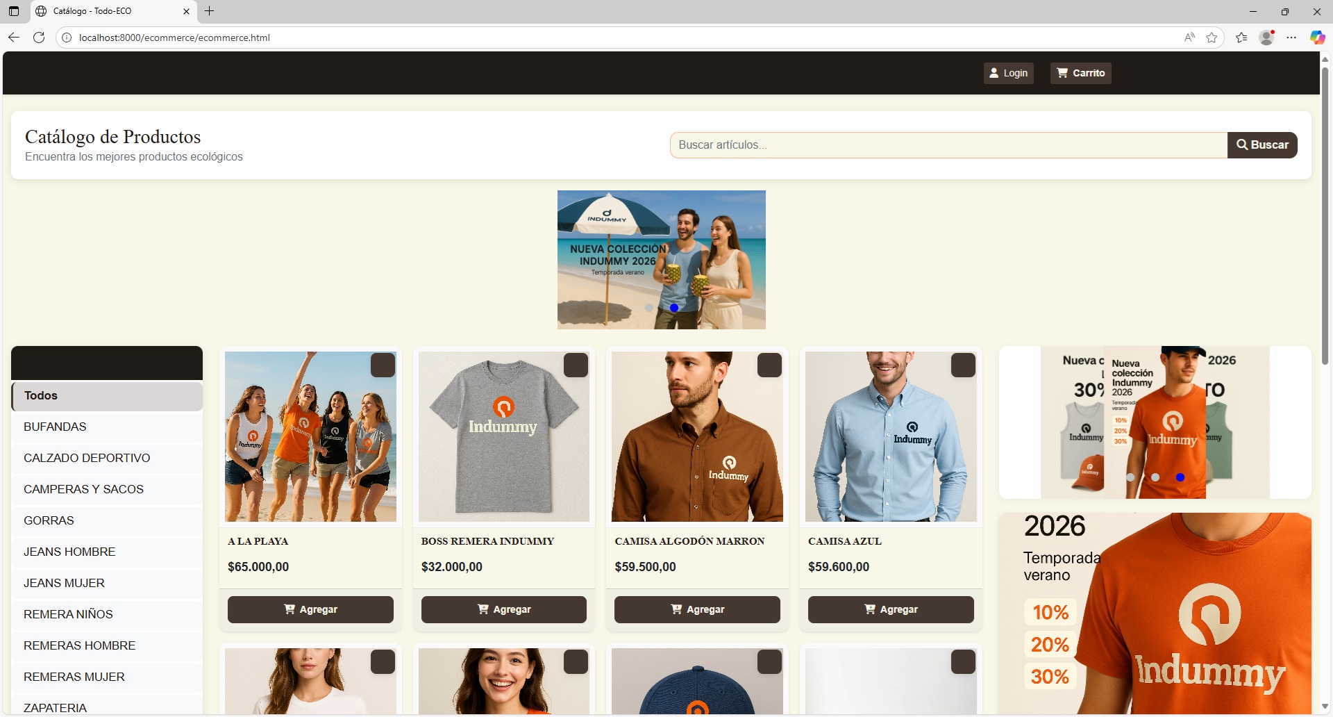 Catálogo de ecommerce sincronizado con ERP